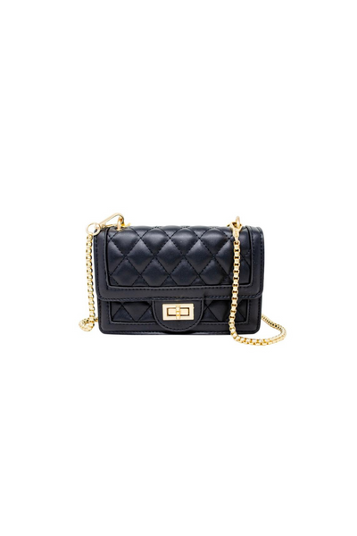 Classic Quilted Flap Purse - Black