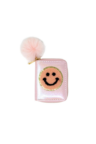 Happy Face Smile Shiny Pink Wallet