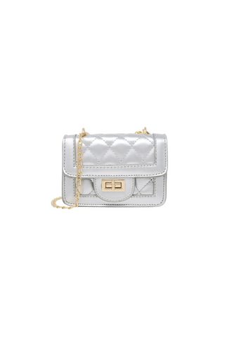 Classic Quilted Silver Mini Purse