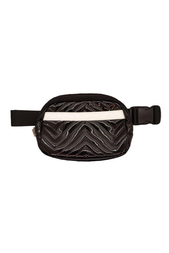 Black Quilted Patent Waist Bag