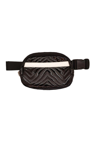Bari Lynn - Black Quilted Patent Waist Bag