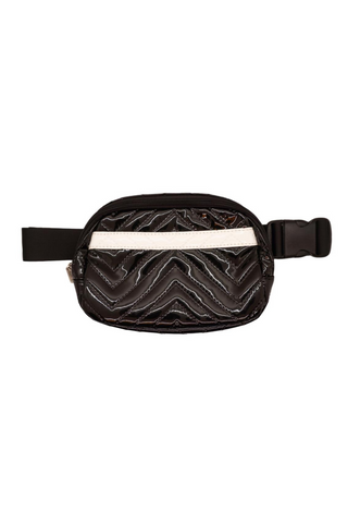 Black Quilted Patent Waist Bag