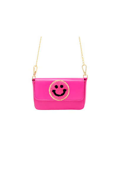 Happy Face Dark Pink Clutch Bag