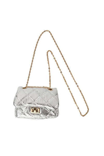 Quilted Metallic Purse - Silver