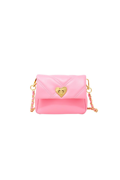 Pink Quilted Soft Heart Lock Purse
