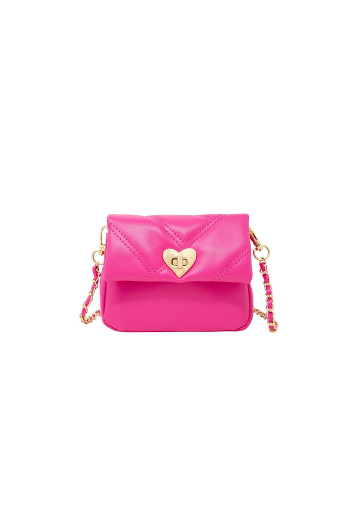 Dark Pink Quilted Soft Heart Lock Purse