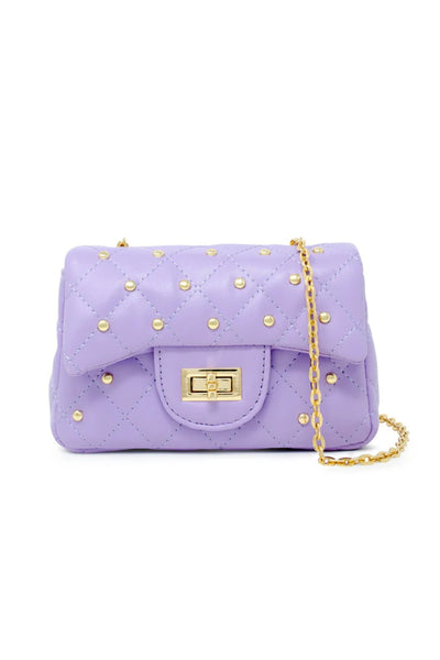 Purple Quilted Stud Mini Handbag
