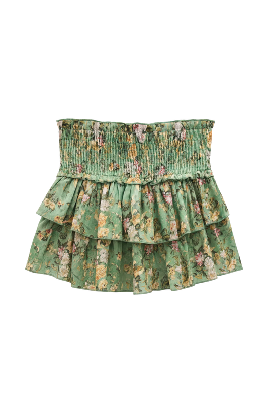 Katie J - BG - Bianca Printed Tiered Ruffle Skirt - Sage Floral