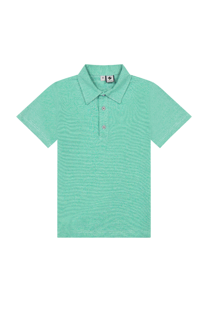 Short Sleeve Polo - Green Chambray