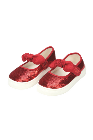 Zoe Knotted Bow Mary Janes - Red