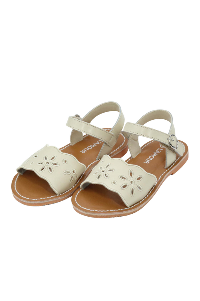 Augusta Embroidered Sandal - Oatmeal