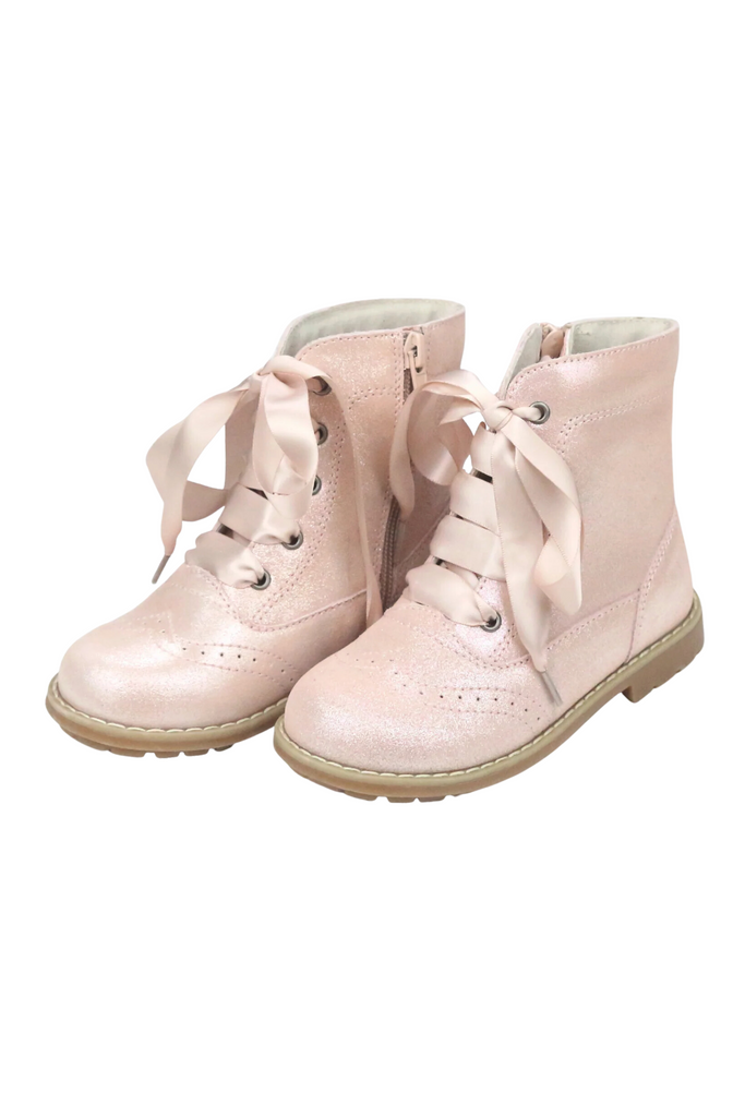Stellina Lace Boot - Pink Shimmer