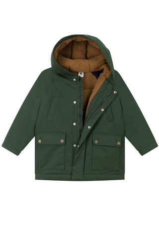Petit Bateau - Green Hooded Parka Coat