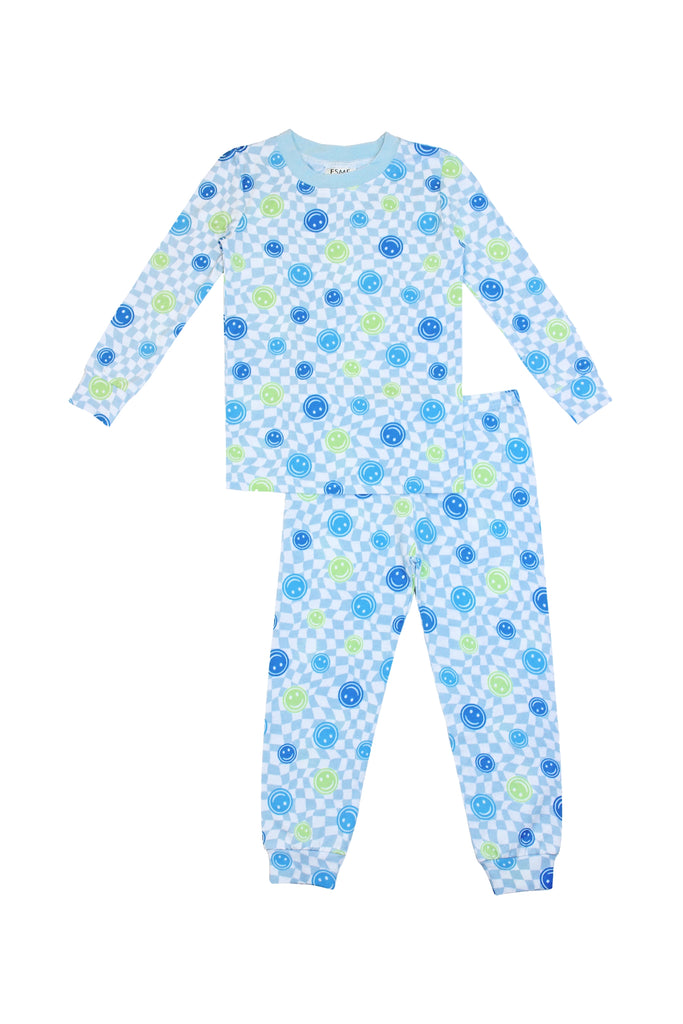 Esme - Blue Happy Face Pajama Set