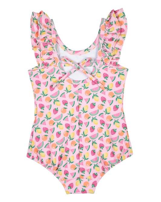 FLORENCE EISEMAN - BBY - FRUIT PRINT SWIMSUIT WITH RUFFLES - PINK