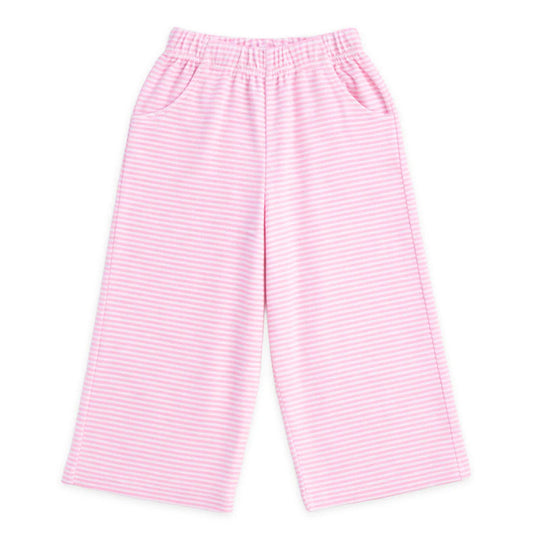 FLORENCE EISEMAN - TG - STRIPE TERRY WIDE LEG PANT - PINK/WHITE