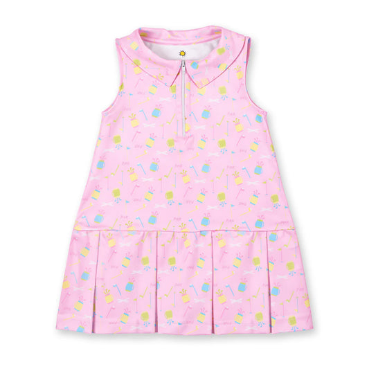 FLORENCE EISEMAN - BBY - GOLF PRINT PERFORMANCE KNIT DRESS - PINK