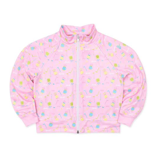 FLORENCE EISEMAN - TG - GOLF PRINT PERFORMANCE KNIT JACKET - PINK