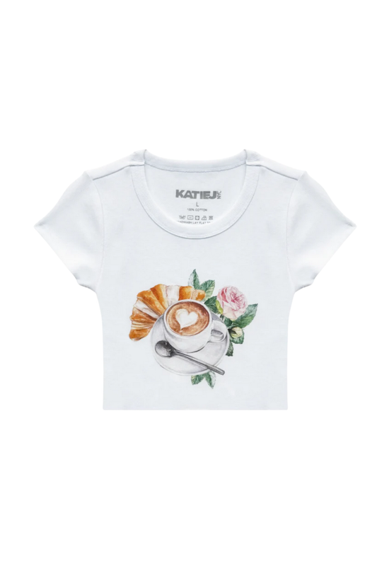 Katie J - BG - Cappuccino Graphic Tee - White