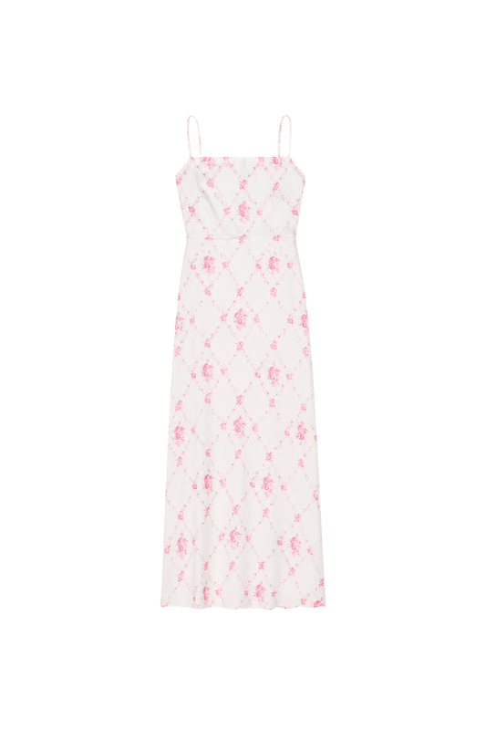 THEME - BG - CHARLOTTE LONG SATIN DRESS - VINTAGE ROMANTIC ROSE