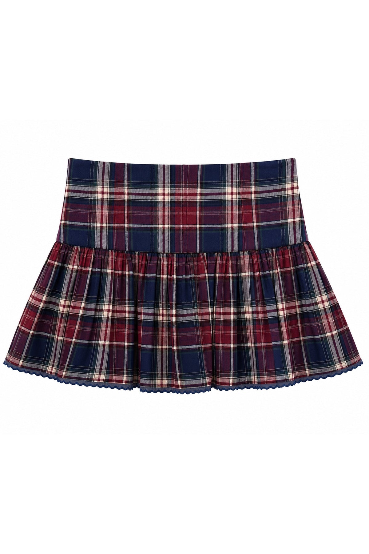 KATIE J NYC CLARKE MINI SKIRT NAVY BURGUNDY PLAID