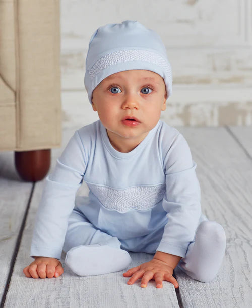 KISSY KISSY - BBY - HAND SMOCK CLB CHARMED-FOOTIE - LIGHT BLUE