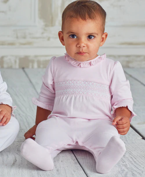 Kissy Kissy - Charmed Smocked Pink Footie