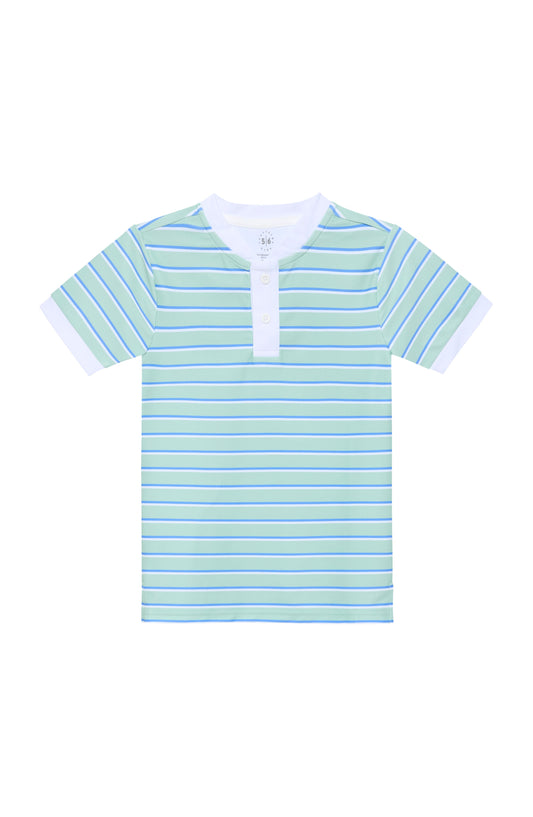 COURTSIDE KIDS  - TB - BASELINE STRIPE BLADE SHIRT - PALM GREEN
