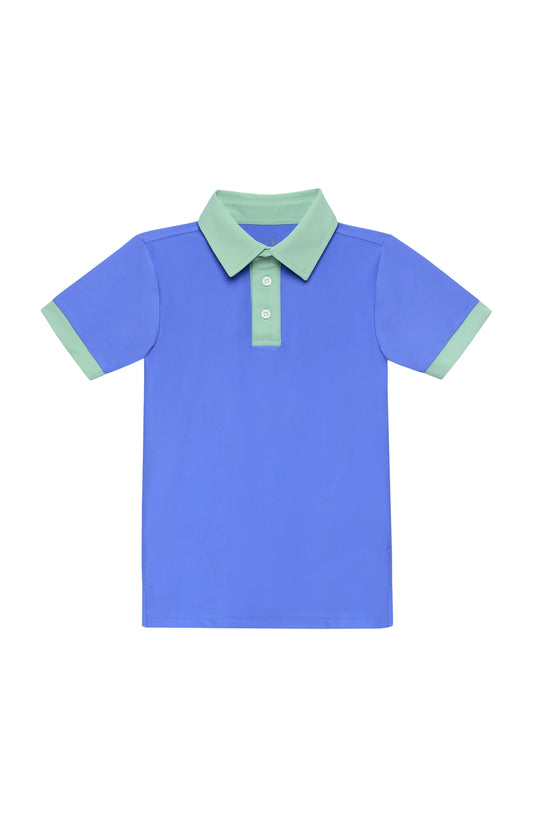 COURTSIDE KIDS  - BB - ACE POLO SHIRT - SKY BLUE / PALM GREEN