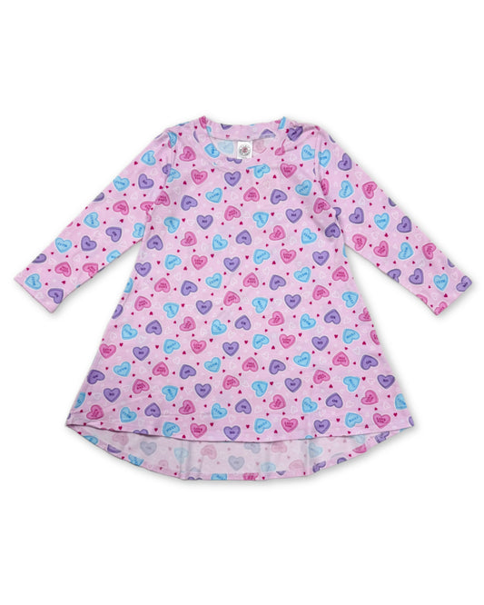 ESME - BG - CANDY HEARTS LS DRESS - PINK