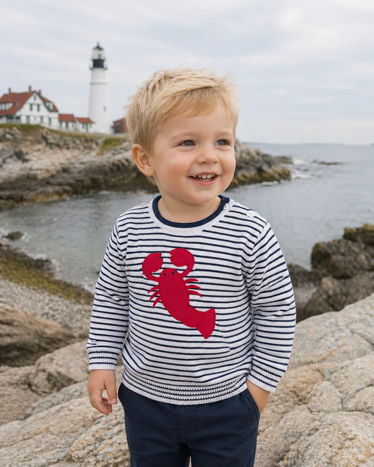 PETIT AMI & ZUBELS - TB - LOBSTER LIGHTWEIGHT KNIT SWEATER - NAVY
