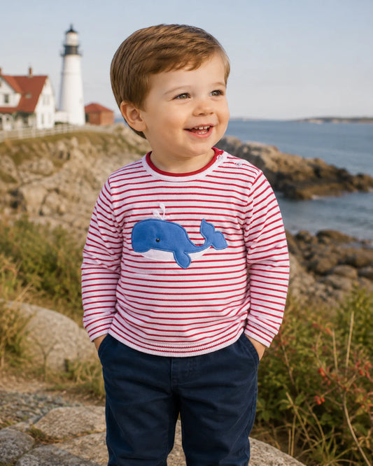 PETIT AMI & ZUBELS - TB - WHALE LIGHTWEIGHT KNIT SWEATER - RED