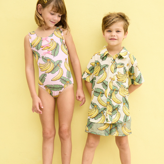 PINK CHICKEN - TB - BOYS JACK SHIRT - BANANA LEAVES