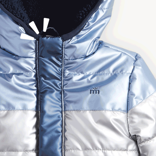 MAGNETIC ME - BBY - BLUE COLORBLOCK METALLIC PUFFER JACKET