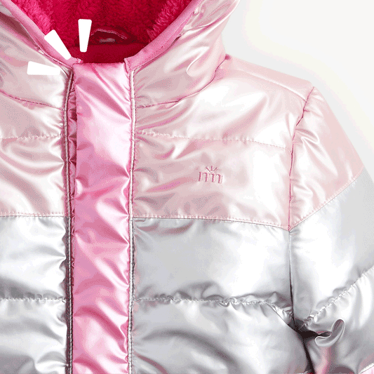 MAGNETIC ME - BBY - PINK COLORBLOCK METALLIC PUFFER JACKET