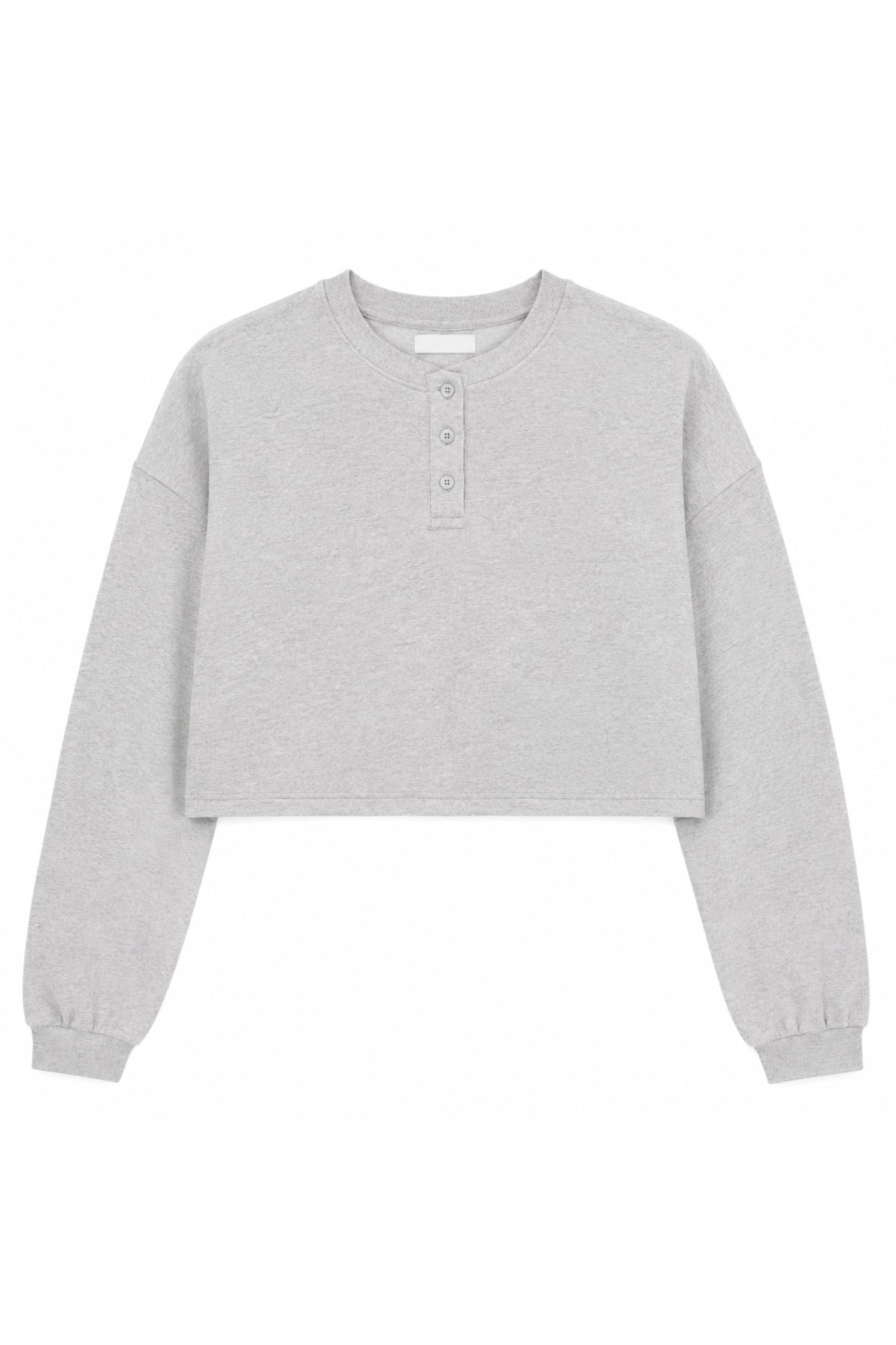 KATIE J NYC DREW HACCI LONG SLEEVE HENLEY TOP HEATHER GREY