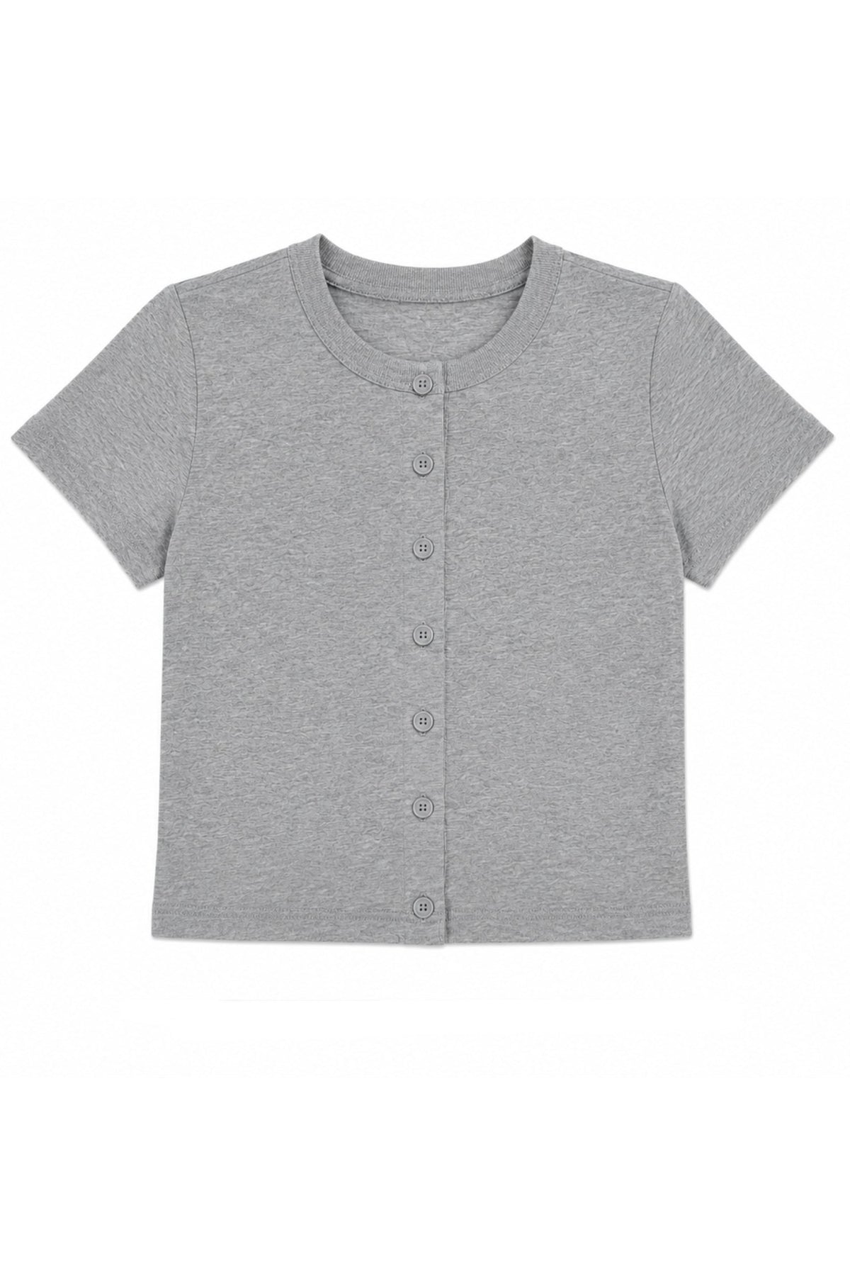 KATIE J NYC DREW HACCI BUTTON DOWN TOP HEATHER GREY