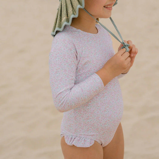 MINNOW - TG - GIRLS ANTIQUE FLORAL RASHGUARD ONE PIECE - ANTIQUE FLORAL