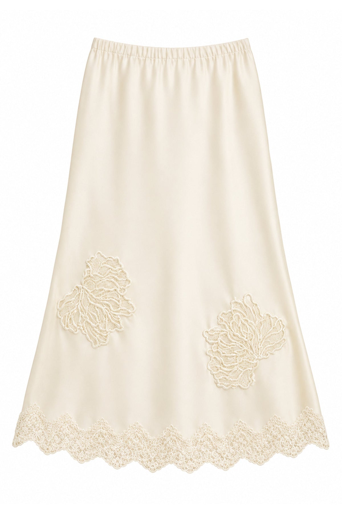 KATIE J NYC ELIZABETH SATIN MAXI SKIRT IVORY