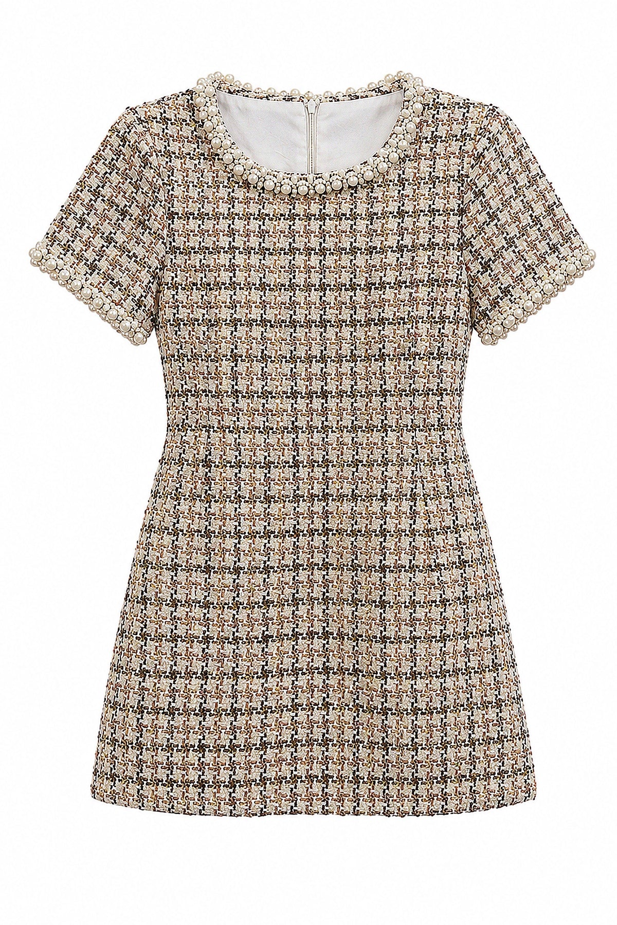 KATIE J NYC EMMYLOU CAP SLEEVE BOUCLE DRESS CREAM MULTI SEQUIN BOUCLE