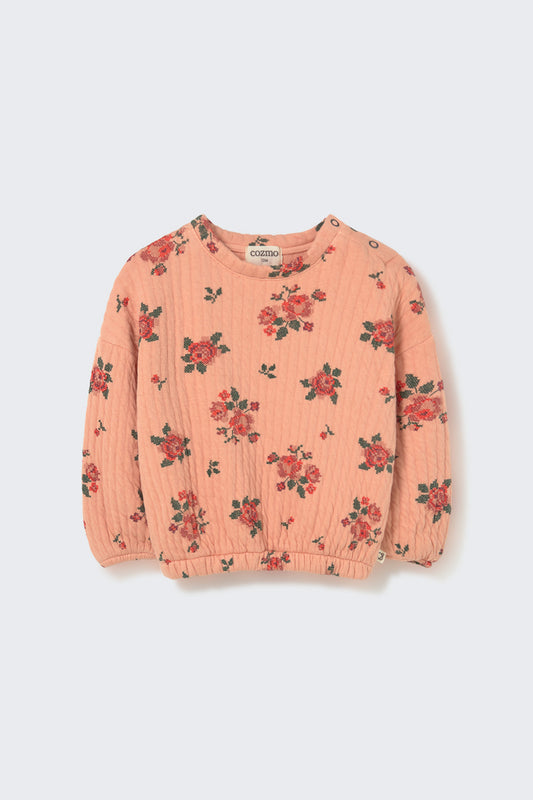 COZMO - BBY - QUILTED FLORAL PRINT SWEATSHIRT - PETAL