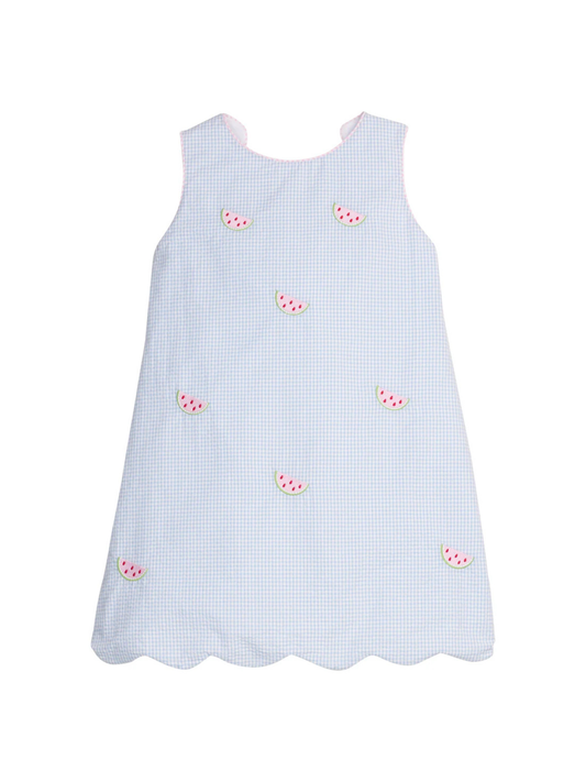 LITTLE ENGLISH - TG - EMBROIDERED BOW BACK DRESS - WATERMELON