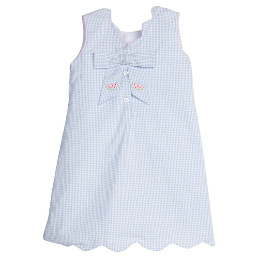 LITTLE ENGLISH - TG - EMBROIDERED BOW BACK DRESS - WATERMELON