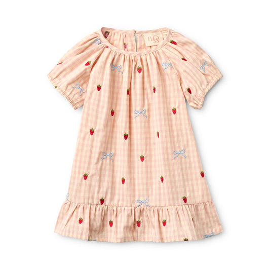 FLOSS - TG - DOLLY BOW DRESS - BERRY/BOW GINGHAM
