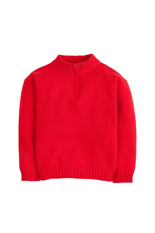 Little English - TB - Quarter Zip Sweater - Red
