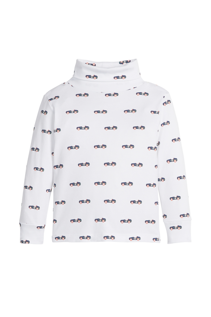 Little English - Vintage Race Car Printed Turtleneck
