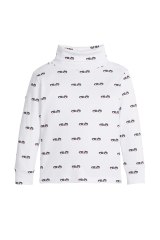 Little English - Vintage Race Car Printed Turtleneck