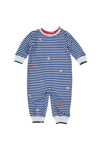 Florence Eiseman - Striped Knit Longall w/Embroidered Sports Balls