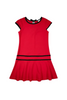 Florence Eiseman - Red Crepe Knit Dress w/Velvet Trim