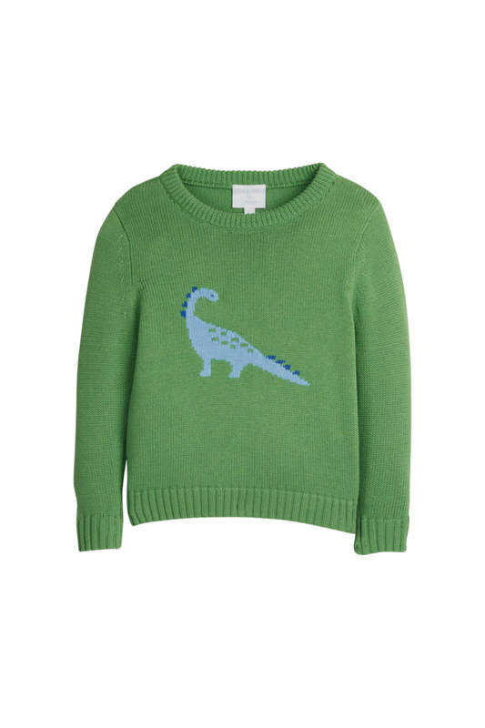Little English - TB - Intarsia Sweater - Blue Dinosaur